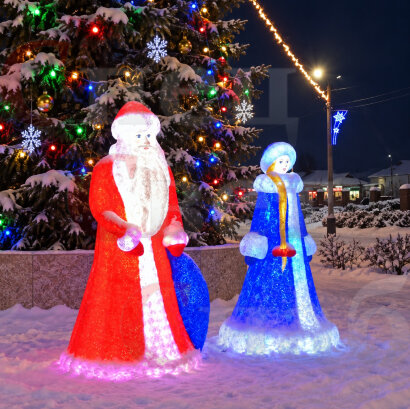 Светодиодные фигуры «Дедушка Мороз и Снегурочка» Комплект 2м