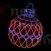 Светодиодная фигура "Елочный шар с узорами". Синие-красный
